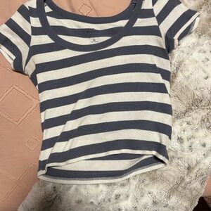 Hollister Blue and White Striped Tee